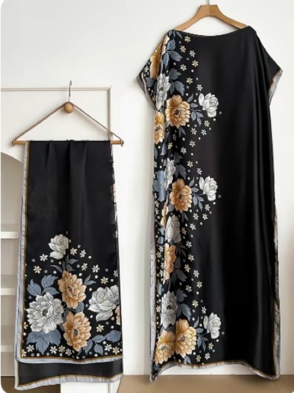 Floral Border Black Maxi Skirt - Elegant Black Floral Print